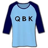 QBK 七分袖リブラグランTシャツ(ライトブルー×ネイビー) M