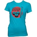 Konnichiwa Sushi Ladies Fine Jersey T-Shirt, Turquoise, L
