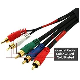 50 FT Component Video Audio Cable 5-RCA Gold HDTV RGB YPbPr by PTC