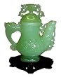 Genuine hand carved jade teapot, fitted wood stand included