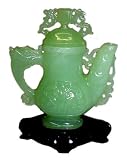 Genuine hand carved jade teapot, fitted wood stand included