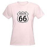 Route 66 Women's Pink T-Shirt Retro Women's Light T-Shirt by CafePress