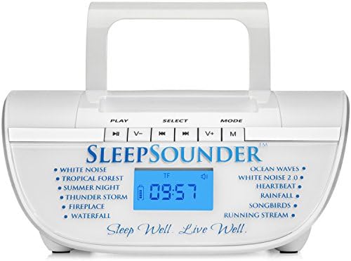White Noise Machine for Sleep - The SleepSounder Plays 12 Relaxing Nature Sounds to Lull You Into a Deep, Restorative Sleep. 100% Lifetime Money-Back Guarantee.