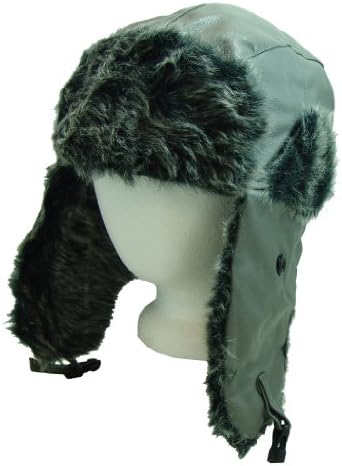 FUROCITY HATS Faux-Leather And Polyester Fur Trapper/Bomber Hat - Gray