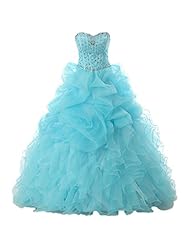 Pleated  Beaded Organza Sweetheart Quinceanera Dress  With Rhinestones