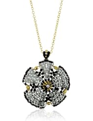Miguel Ases Onyx and Swarovski 14k Gold Filled Flower Pendant Necklace