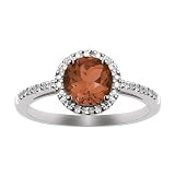 10k White Gold, January Birthstone, Garnet and Diamond Ring