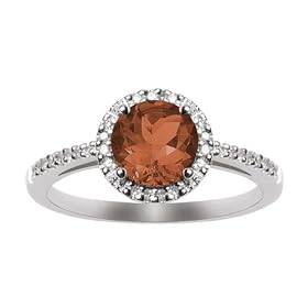 10k White Gold, January Birthstone, Garnet and Diamond Ring by Amazon.com Collection