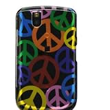Premium Designer Hard Crystal Snap-on Case for Blackberry Tour 9630 Case - Cool Black Rainbow Peace Sign Print