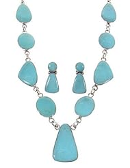 Southwestern Turquoise Link Necklace Earring Set PS61100