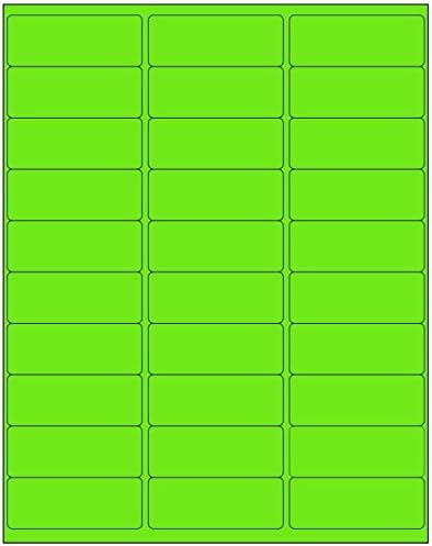 Address Labels Multi Fluorescent Pack with Green, Pink &amp; Yellow 540 Labels, 18 Sheets, 6 Sheets of Each Color, Inkjet and Laser Printer Compatible