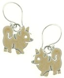 Pomeranian Dog Dangle Sterling Silver Earrings