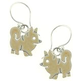 Pomeranian Dog Dangle Sterling Silver Earrings