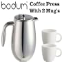 Bodum 1308-16 Columbia Thermal 8 Cup Coffee Press Plus Two Mugs
