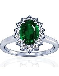 Platinum Oval Cut Emerald Ring With Sidestones (GIA Certificate)