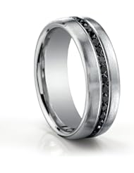 Benchmark 14K White Gold And Channel Set Black Diamond Ring