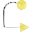 16 Gauge Yellow Acrylic Glow in the Dark Ball Cone Lippy Loop Labret