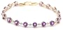 14k Yellow Gold Amethyst and Diamond Tennis Bracelet, 7.25"