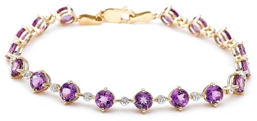 14k Yellow Gold Amethyst Bracelet, 7.25