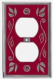 Leaf Cranberry Single Color Outlet Switch Plate