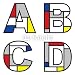 Wallmonkeys Peel and Stick Wall Decals - Mondrian Alphabets - Part of a Full Set - Removable Graphic