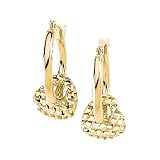14K Yellow Gold Heart Dangle Earrings