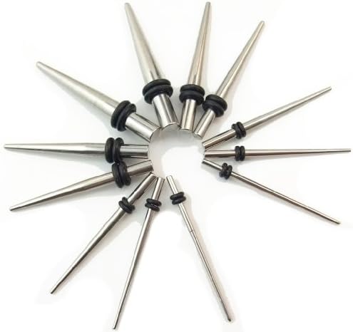 12 Pc Micro 316L Stainless Steel Ear Stretching Taper Kit 16g-6g Gauges ~ 2 Ear Gauge in Each Size