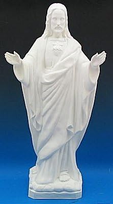 24 inch Blessing Sacred Heart Of Jesus - Outdoor Vinyl Statue, White Finish
