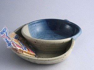 Best Cheap Handmade ceramic stoneware soup and cracker bowl - neutral blue Kunkelman Pottery