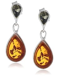 Sterling Silver Multi-color Amber Drop Earrings