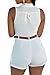 VamJump Women Summer Deep V Neck Sleeveless High Waist Shorts Rompers Jumpsuit