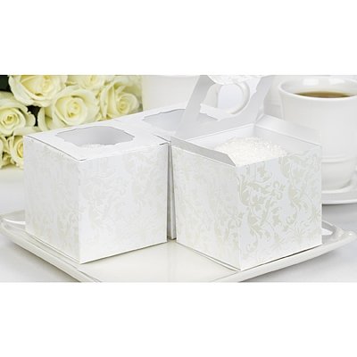Pearl Flourish White Cupcake Boxes - 3x3x3 - pack of 24