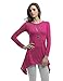 Doublju Womens Long Sleeve Crewneck Cotton Knit Asymmetrical Tunic Top