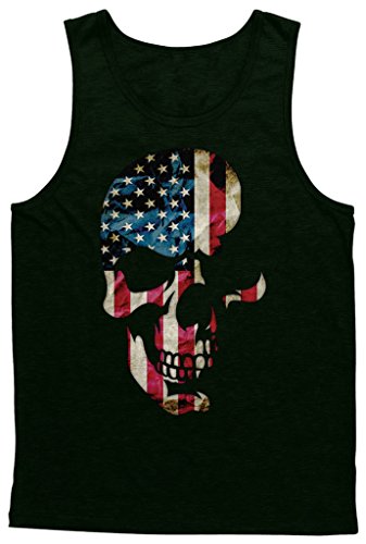 Blittzen Mens Tank Top Skull with American Flag Imprint