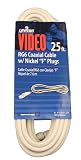 Leviton C6851-25W RG6 Coax Cable, Nickel Plated, 25-Feet, White