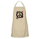 IMAGE OF Apron Khaki Peace Love Rainbow Peace Symbol