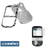 White / Black Zebra Skin Stripes Snap-On Hard Crystal Cover Case + Clear Reusable LCD Screen Protector for Palm Treo Centro 690 685 Smartphone