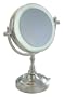 8x plus 1x Deluxe Daylight Lighted Cosmetic Vanity Mirrors with Glare-free Lighting, Satin Nickel