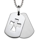 Stainless Steel 2-Piece Cutout Cross Dog Tag on a 24 Inch Chain