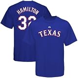 MLB Texas Rangers Josh Hamilton Official Name & Number T-shirt by Majestic (Deep Royal, Small)