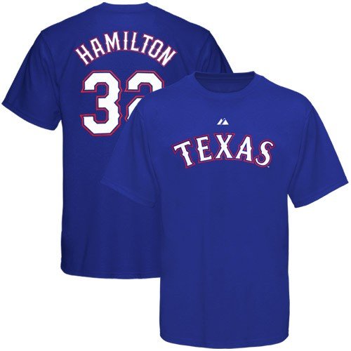 MLB Josh Hamilton Texas Rangers Adult Short Sleeve Basic Tee (Deep Royal, Small)