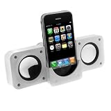 New White Portable Foldable Speakers for Mp3 Players - Black Travel Size Folding Foldable Multimedia Stereo Speaker for Apple iPhone 3G 3GS - itouch - iPod - iPod Touch - iPod video - iPod nano - iPod Photo - iPod Mini - and iPod Shuffle - Microsoft Zune