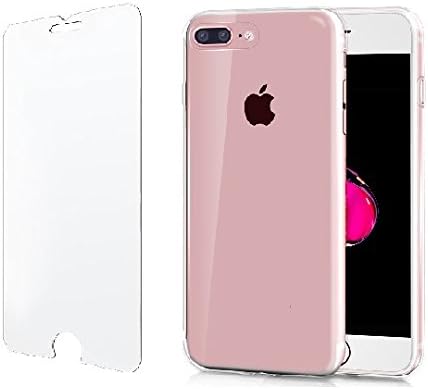 USBelieve Crystal Clear Premium Hybrid Protective Case, TPU Soft Bumper and Hard Back Cover with Hardness Tempered Glass HD Screen Protector for iPhone 7 Plus - 5.5" (Crystal Clear i7 Plus)