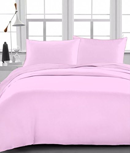 Vriti Home Furnishing Egyptian Cotton 650-Thread-Count 4 PCs Bed Sheet set (+8 Inch) Pocket Depth Solid Pink RV-Bunk Size (1 Fitted sheet, 1 Flat Sheet &amp; 2 Pillowcover)