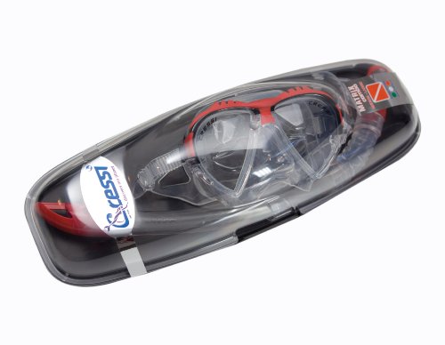 Cressi DS 302502 Matrix 2-Lens Diving Mask and Gamma Snorkel Combo (Red)