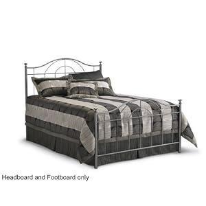 King Size Metal Headboard and Footboard - Carrington in Vintage Silver Finish by DS-Fashion Bed Group