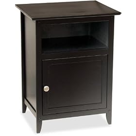 Winsome Wood Night Stand with Storage Cabinet and Upper Shelf in Black Finish