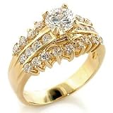 W-521 Cubic Zirconia Engagement Ring 18kt Gold ep (Available in Sizes 5 to 10) Lifetime Guarantee