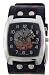 Flaming Square Dragon Wide Black Leather Band Circle Trendy Design Steel Black Dial Gothic Punk Biker Wristband Watch