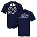 Majestic Tampa Bay Rays #23 Carlos Pena Navy Blue Players T-shirt